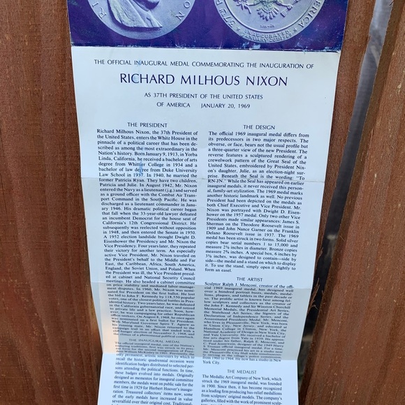 The official medal Richard Nixon inauguration 1969 - Picture 12 of 13